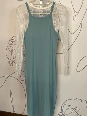 Old Navy Bodycon Teal Sleeveless Midi Dress size L